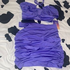 Cut Out Backless Crop Halter Top & Bodycon Skirt